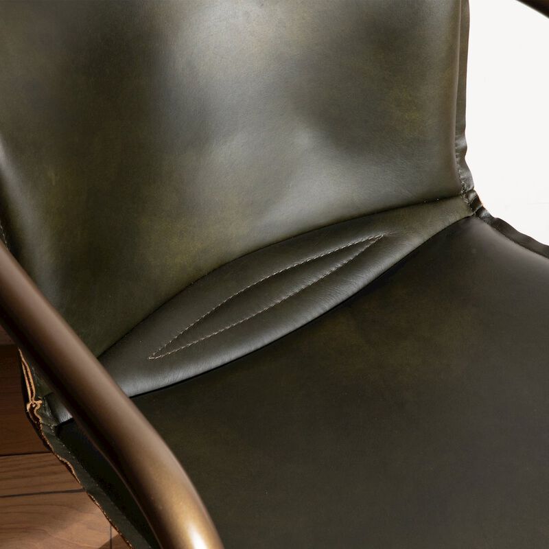 World Interiors Chiavari Leather Bar Chair in Emerald Green