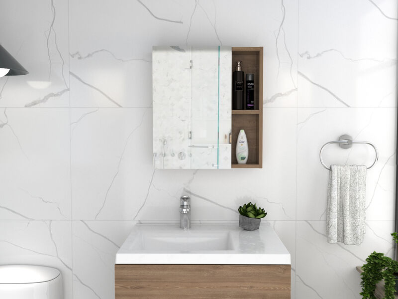 DEPOT E-SHOP Andes Medicine Single Door Cabinet With Mirror, Five Interior Shelves, White