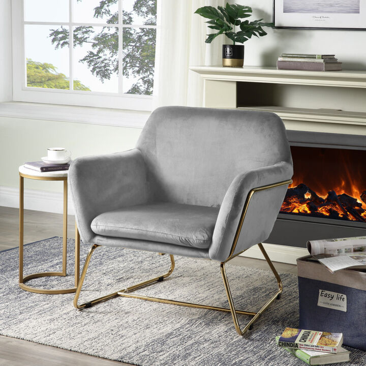 Streamdale Keira Velvet Accent Chair With Metal Base