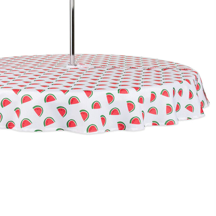 60" Zippered Round Outdoor Tablecloth with Watermelon Print Design