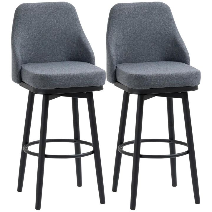 Hivvago Modern Bar Stools Set of 2 with Steel Legs