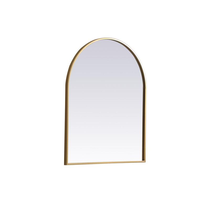 Elegant Decor Metal Frame Arch Mirror 24x30 Inch in Brass