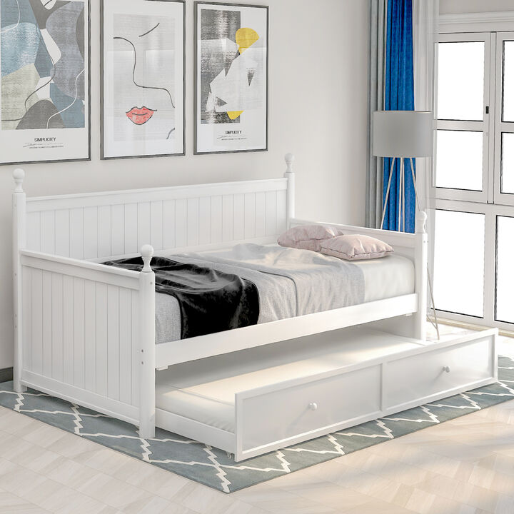 Merax Twin Size Wood Daybed with Twin Size Trundle