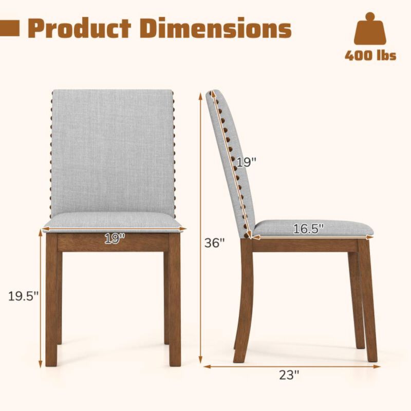 Hivvago Set of 2 Upholstered Dining Chairs with Padded Seat for Living Room
