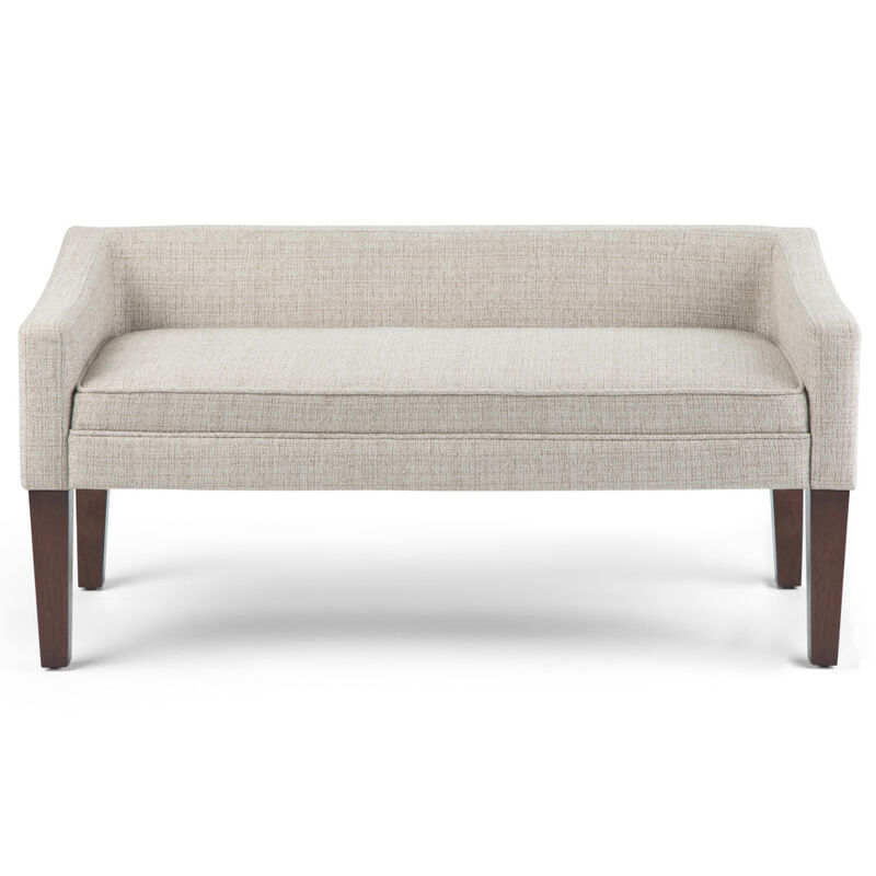 HomeRoots 50" Beige and Brown Fabric and Wood Upholstered Bench image number 0
