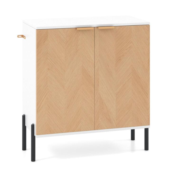 Hivvago 2-Door Buffet Cabinet Sideboard with Shelf and Metal Legs