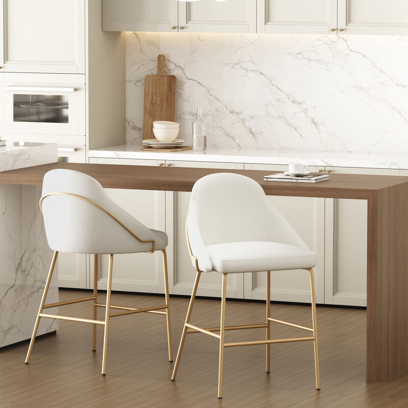 Gracie Counter Stools in White and Gold (Set of 2)