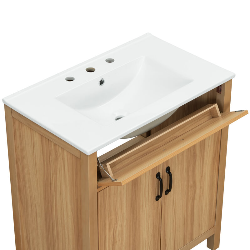 Whisen 30" Modern Bathroom Vanity Combo with Ceramic sink, 2 Soft-Close Doors