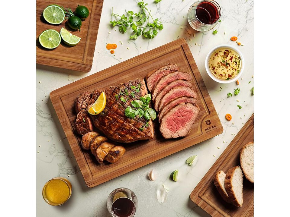 ROYAL CRAFT WOOD Wooden Cutting Boards for Kitchen Meal Prep & Serving