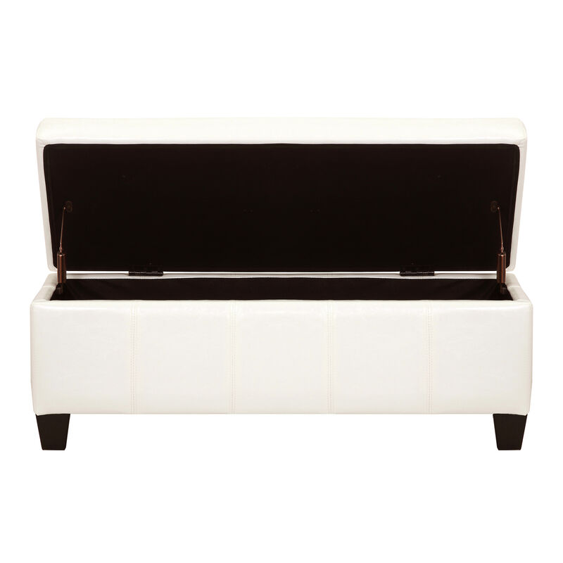 WestinTrends 42" Wide Faux Leather Rectangle Ottoman With Storage