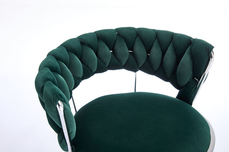 Modern Adjustable Bar Stools &ndash; Set of 2 Velvet Swivel Chairs For Indoor Bar