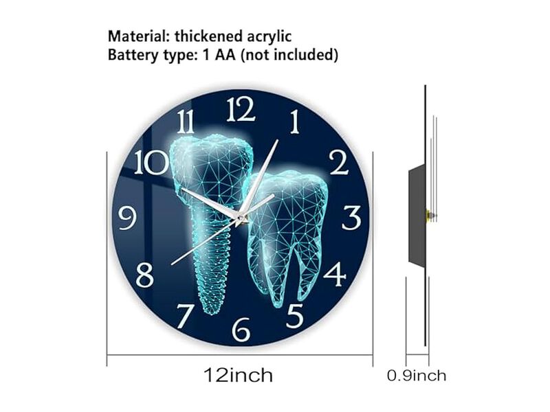 Dental Teeth Tooth Dentist Wall Clock 12 Inch Silent Office Decor image number 2