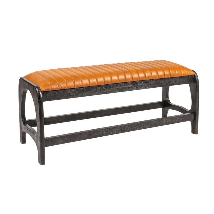 Mango Wood Arch Bench with Boucle Seat