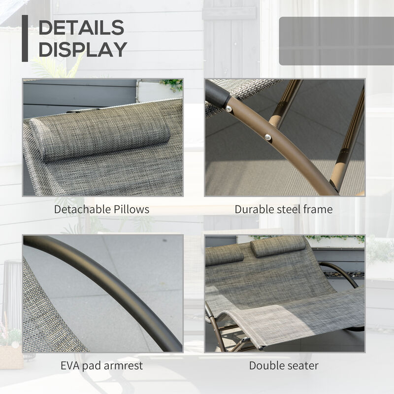 Hivvago Outdoor Chaise Daybed Rocking Chair for Two image number 5