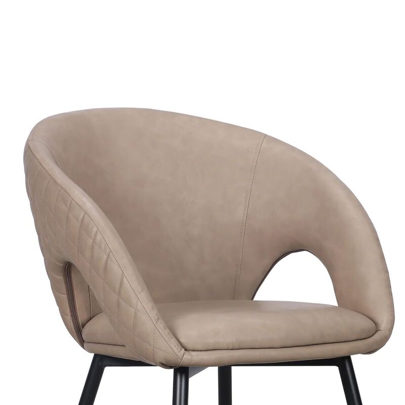 Moxy Dining Chair Set of 4, Light Taupe Faux Leather, Diamond Stitched