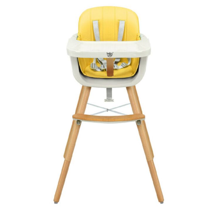 Wooden Baby 3 in 1 Convertible High chair w/ Cushion