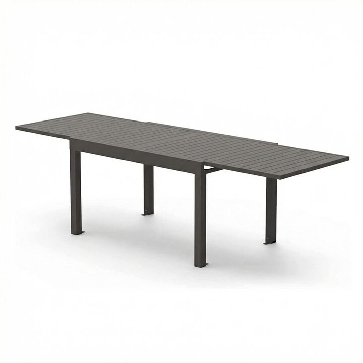 CLIHOME Outdoor Patio Large Expandable 53"- 106" Dining Table, Adjustable Metal Aluminum 6-8 Person Rectangular Table