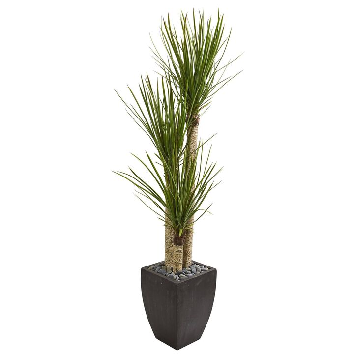 Nearly Natural 63-in Yucca Artificial Tree in Black Planter