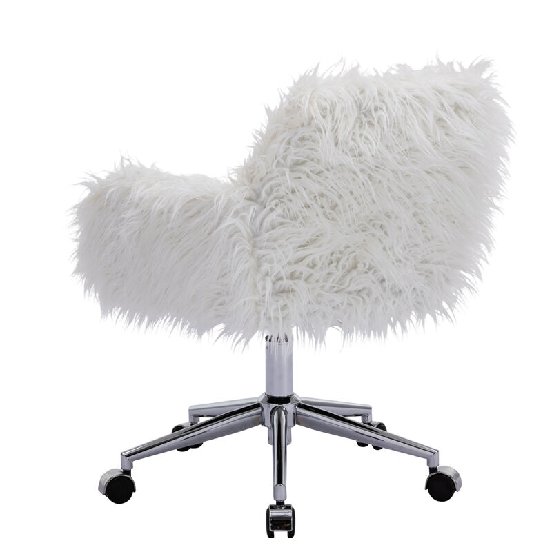 Modern Faux fur home office chair, fluffy chair for girls, makeup vanity Chair