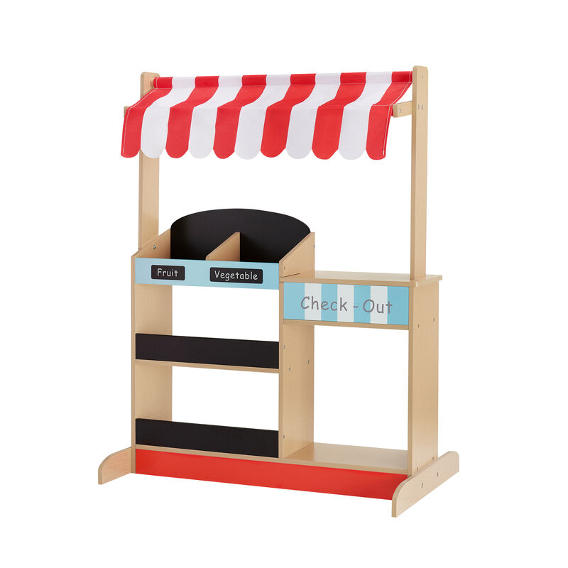 Teamson Kids My Little Helper Market Stand Playset with Awning and Produce Stand, Multicolor image number 3