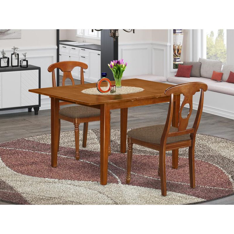 3 Pc set Milan featuring Leaf and 2 Fabric Chairs in Saddle Brown