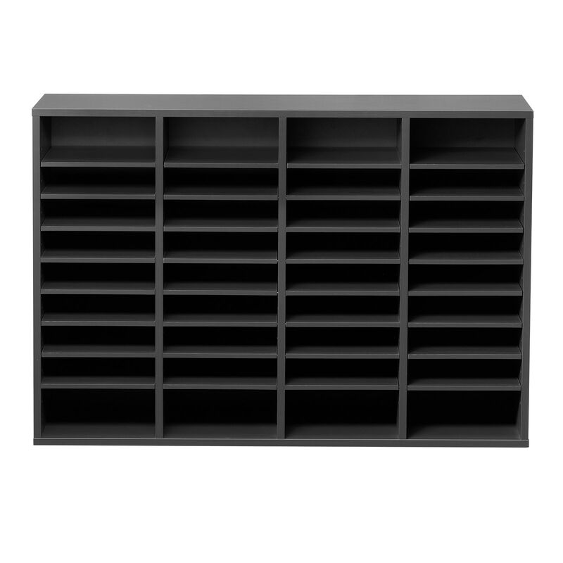 Wooden Literature Organizer with Adjustable Shelves, 36 Slot Mailbox for Office & Classroom image number 0
