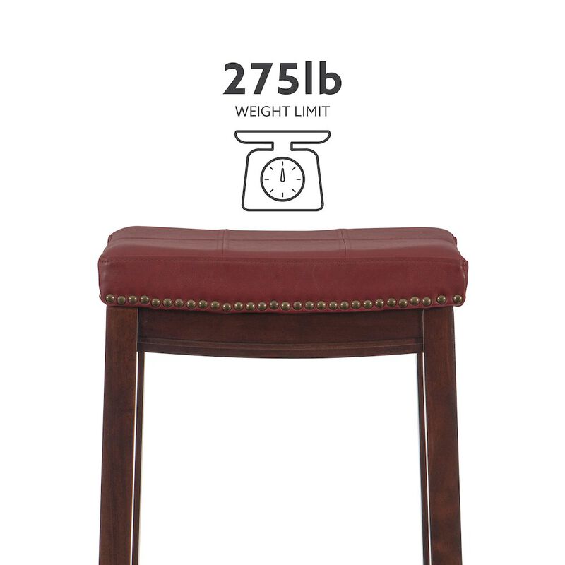 Linon Classic Bar Stool with Faux Leather Padded Seat image number 9