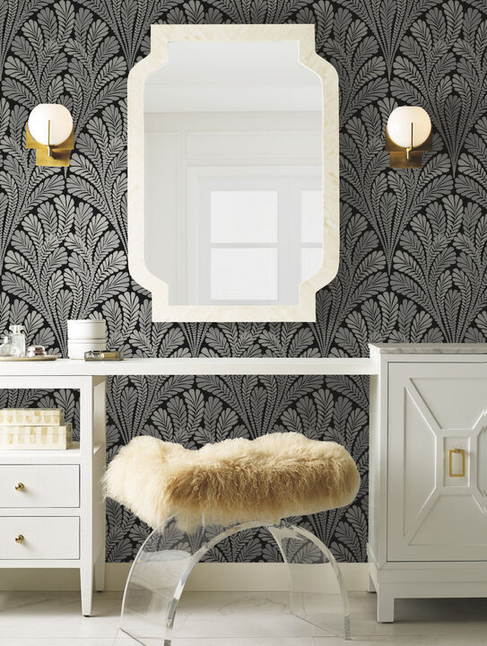 Shell Damask Black Wallpaper