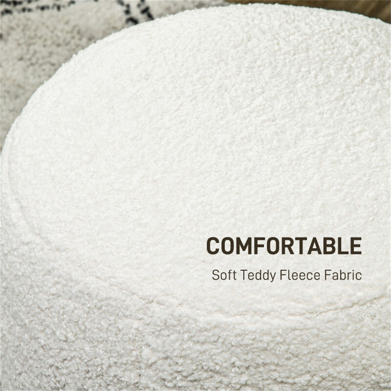 Round Ottoman Stylish Upholstered Footstool & Accent Seat for Living Room