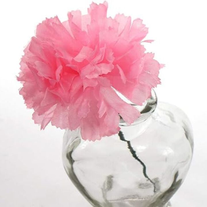 Pink Silk Carnation Picks, Artificial Flowers for Weddings, Decorations, DIY Decor, 100 Count Bulk, 3.5" Carnation Heads with 5" Stems
