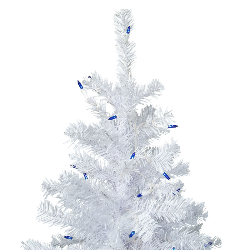 6.5' Pre-Lit Woodbury White Pine Pencil Artificial Christmas Tree  Blue Lights image number 3