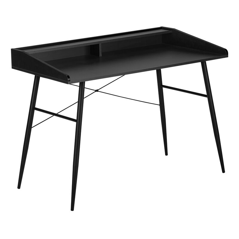 Monarch Specialties I 7537 Computer Desk, Home Office, Laptop, Storage Shelves, 48"L, Work, Metal, Laminate, Black, Contemporary, Modern