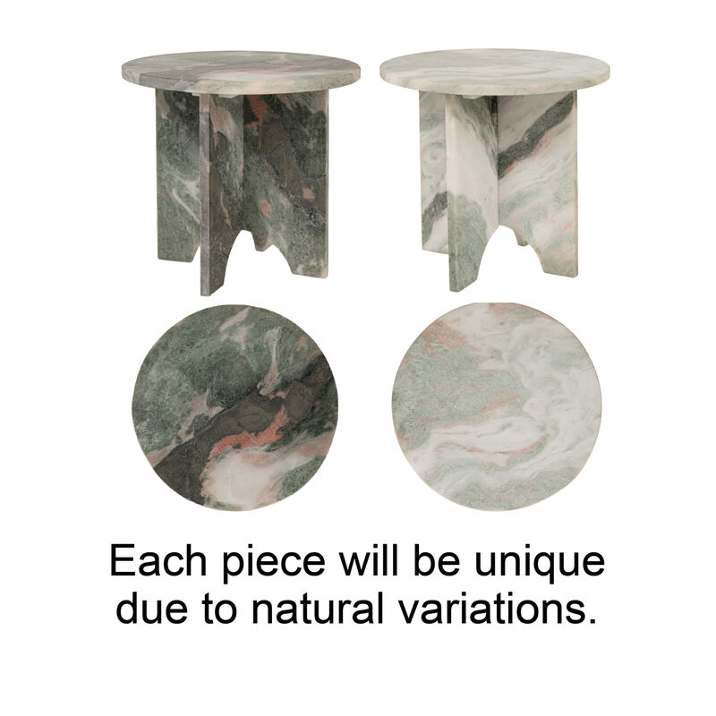 Sculptural Marble Table with Interlocking Base, Mint Green image number 6