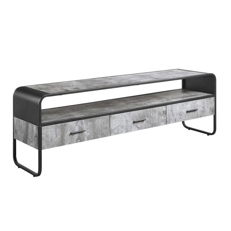 Raziela TV Stand, Concrete Gray & Black Finish LV01142