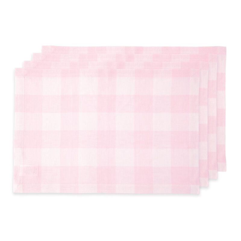 Solino Home Buffalo Check 100% Linen Placemats &ndash; Set of 4, 14 x 19 in, Machine Washable, Holiday and Everyday Dining