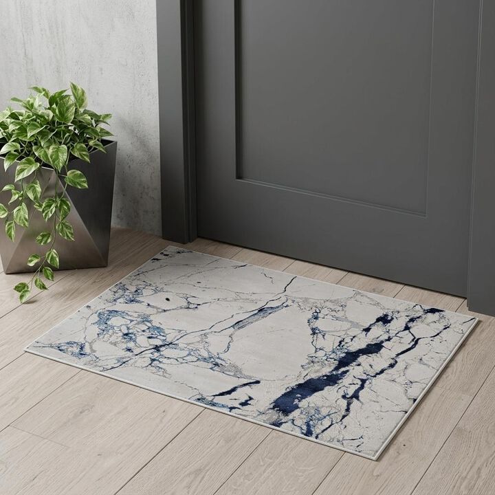 HomeRoots Marble Power Loom Distressed Area Rug