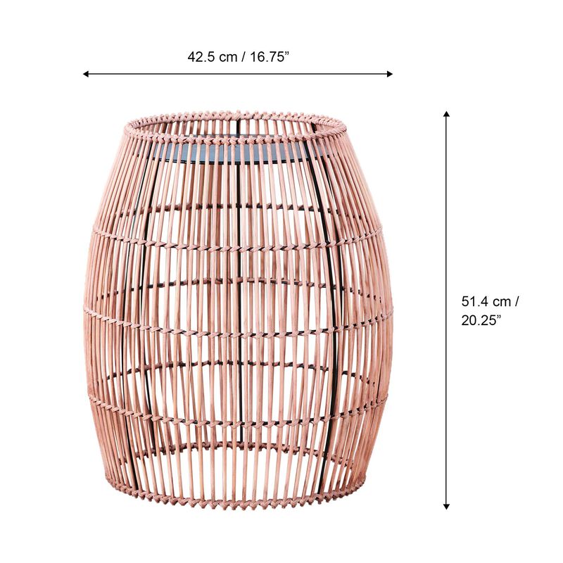 Teamson Home - Patio Cylinder Bamboo Side Table with Iron Tabletop - Large