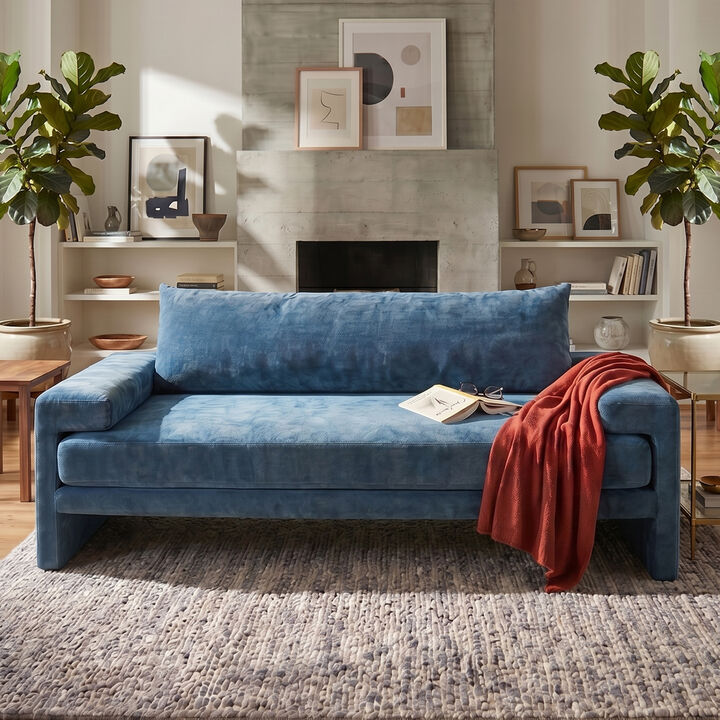 Merax Oversized Deep Seat Chenille 3-Seater Sofa with Wide Padded Armrests