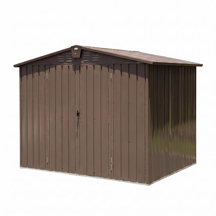 CLIHOME 8.2x6.2Ft Outdoor Patio Metal Steel Storage Shed,Utility Tool Shed Storage House with Double Lockable Doors and Air Vents
