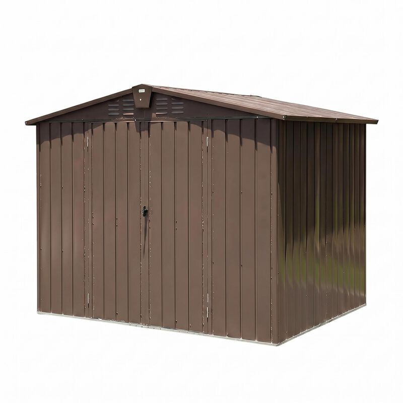 CLIHOME 8.2x6.2Ft Outdoor Patio Metal Steel Storage Shed,Utility Tool Shed Storage House with Double Lockable Doors and Air Vents image number 0