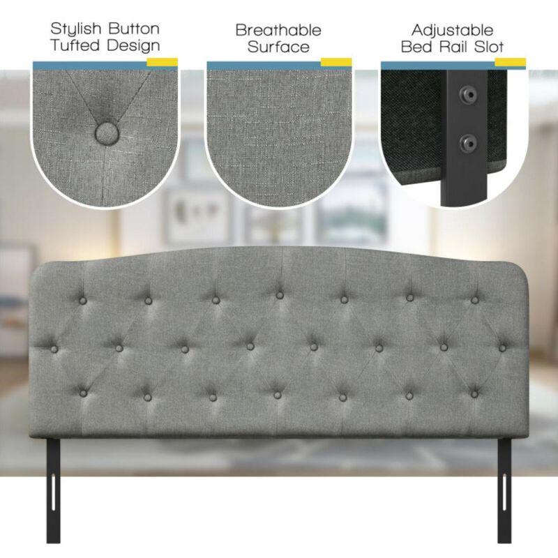 Hivvago Faux Linen Headboard with Adjustable Heights-Light