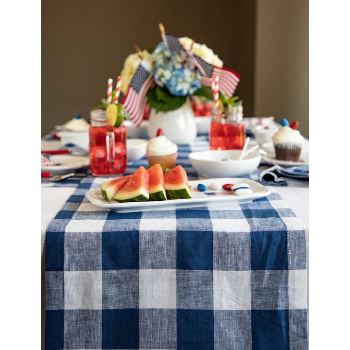Solino Home 100% Pure Linen Table Runner - Buffalo Check