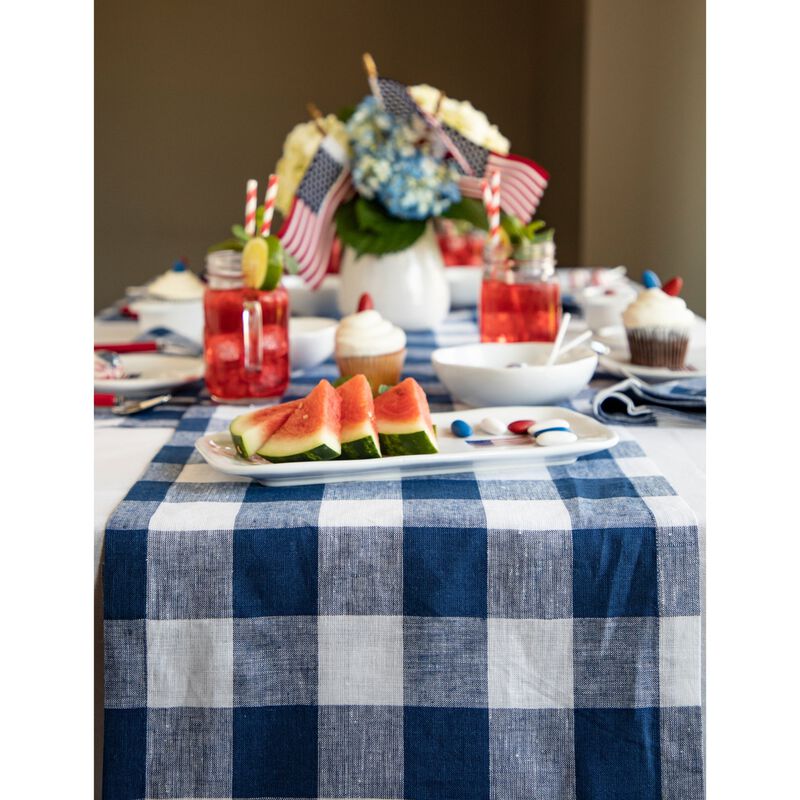 Solino Home 100% Pure Linen Table Runner - Buffalo Check