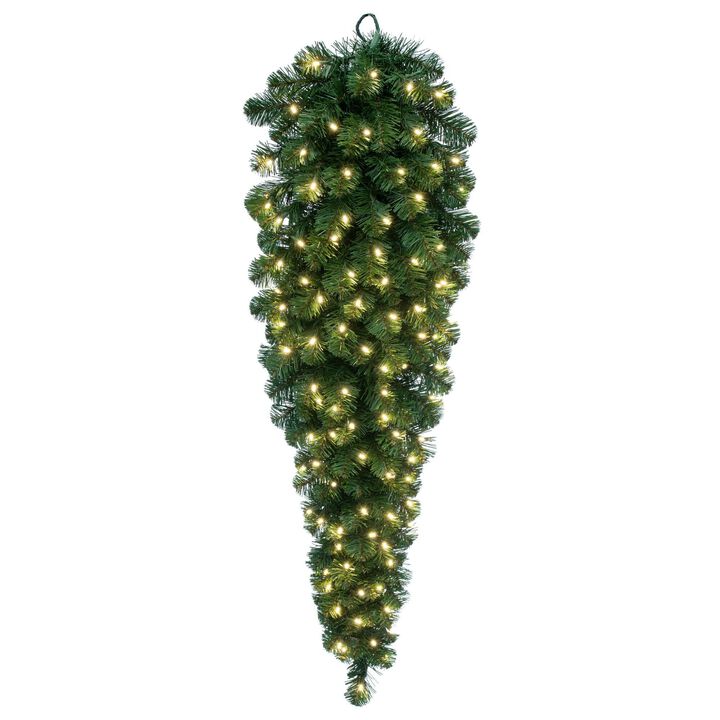 Vickerman C164848LED Fir Teardrop with 70 PVC Tips & 100 Single Mold LED Wide Angle Lights, Warm White/Oregon, Warm White LED