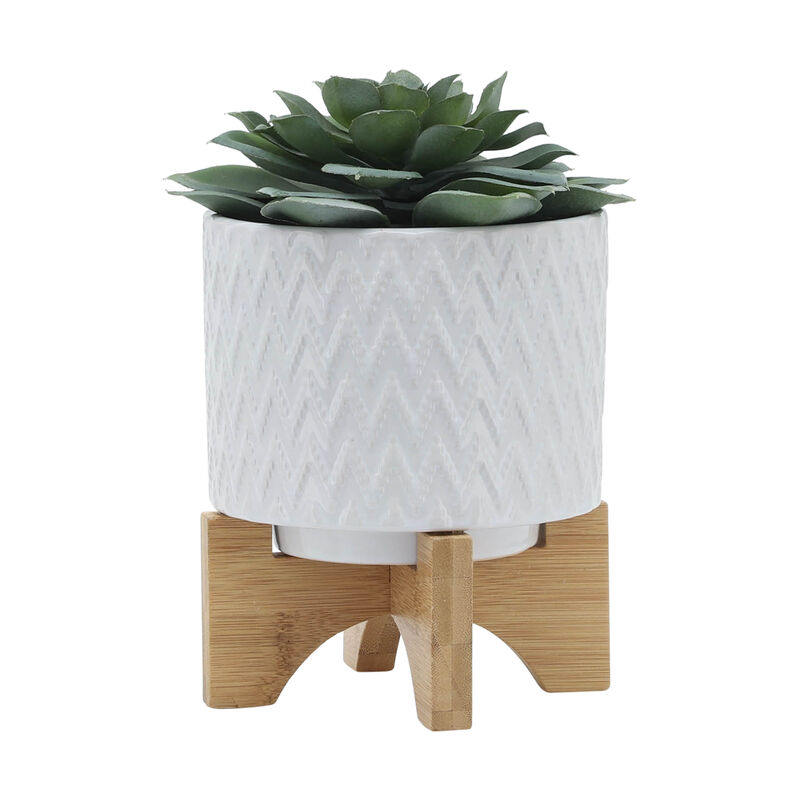 5" Ceramic Chevron Planter image number 2