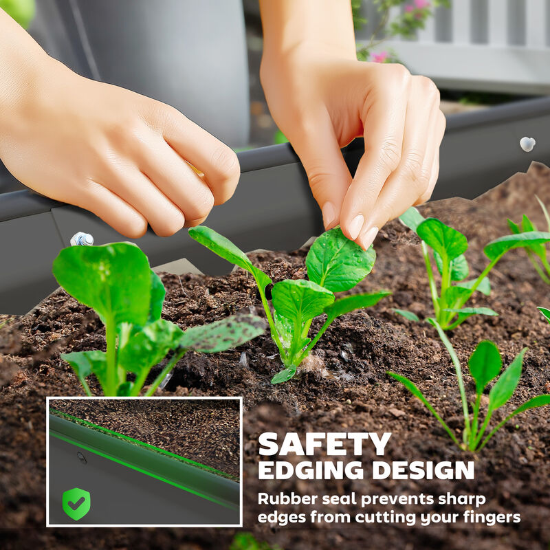 Hivvago 2-Piece Raised Garden Bed Set with Metal Stakes image number 5