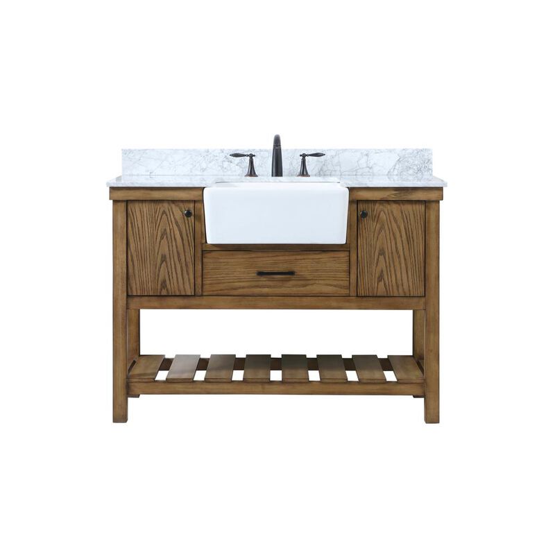 Elegant Kitchen and Bath 48 inch Single bathroom vanity in driftwood with backsplash