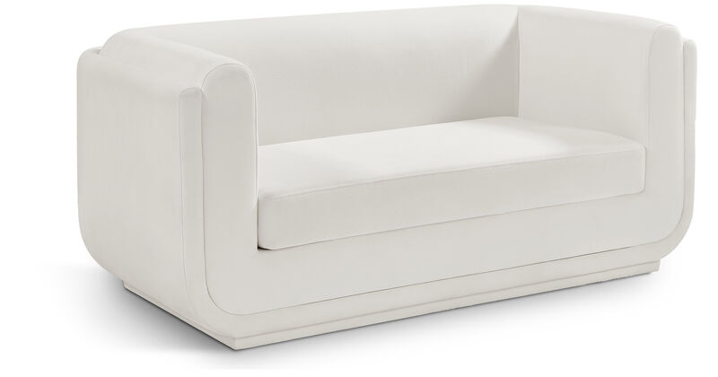 Meridian Furniture Kimora Cream Linen Textured Fabric Loveseat