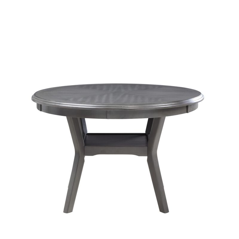 Isla 5 Piece Dining Table Set, Diamond Pattern, 4 Crossback Chairs, Gray - Benzara