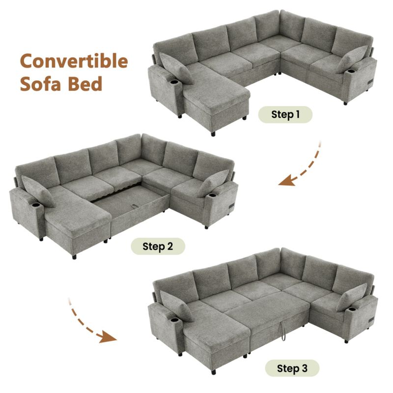 Zornug  Convertible L-Shaped Sectional Sofa Bed image number 6
